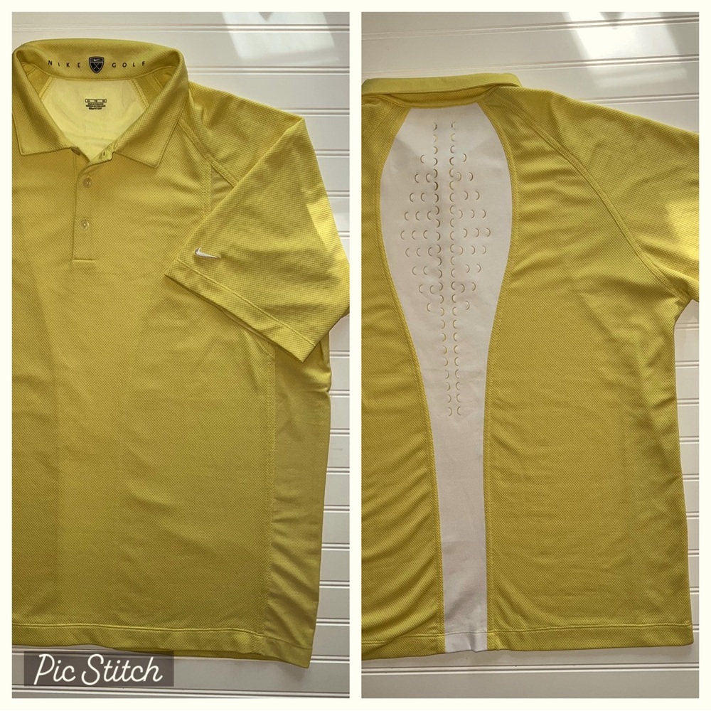 Nike FitDry Golf Polo -Yellow/White Size XL